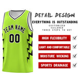 Custom Neon Green Side Lightning Pattern Sports Uniform Basketball Jersey