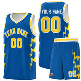 Custom Royal Side Lightning Pattern Sports Uniform Basketball Jersey