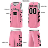 Custom Light Pink Side Lightning Pattern Sports Uniform Basketball Jersey