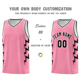 Custom Light Pink Side Lightning Pattern Sports Uniform Basketball Jersey