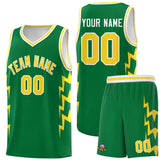 Custom Kelly Green Side Lightning Pattern Sports Uniform Basketball Jersey