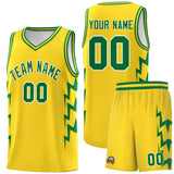 Custom Gold Side Lightning Pattern Sports Uniform Basketball Jersey