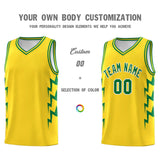 Custom Gold Side Lightning Pattern Sports Uniform Basketball Jersey