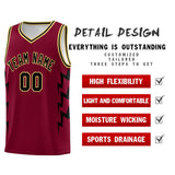 Custom Crimson Side Lightning Pattern Sports Uniform Basketball Jersey