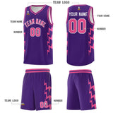 Custom Purple Side Lightning Pattern Sports Uniform Basketball Jersey