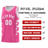 Custom Pink Side Lightning Pattern Sports Uniform Basketball Jersey