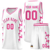 Custom White Side Lightning Pattern Sports Uniform Basketball Jersey