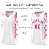 Custom White Side Lightning Pattern Sports Uniform Basketball Jersey
