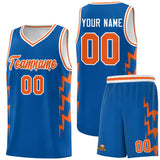 Custom Royal Side Lightning Pattern Sports Uniform Basketball Jersey