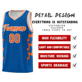 Custom Royal Side Lightning Pattern Sports Uniform Basketball Jersey