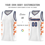 Custom White Side Lightning Pattern Sports Uniform Basketball Jersey