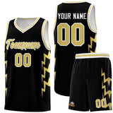 Custom Black Side Lightning Pattern Sports Uniform Basketball Jersey