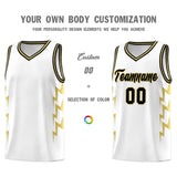 Custom White Side Lightning Pattern Sports Uniform Basketball Jersey
