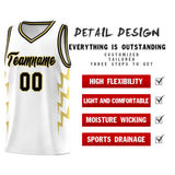 Custom White Side Lightning Pattern Sports Uniform Basketball Jersey