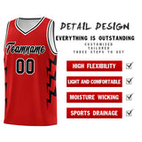 Custom Red Side Lightning Pattern Sports Uniform Basketball Jersey