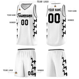 Custom White Side Lightning Pattern Sports Uniform Basketball Jersey