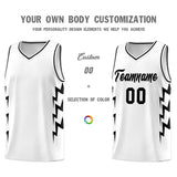 Custom White Side Lightning Pattern Sports Uniform Basketball Jersey