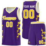 Custom Purple Side Lightning Pattern Sports Uniform Basketball Jersey