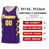 Custom Purple Side Lightning Pattern Sports Uniform Basketball Jersey