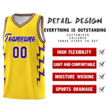 Custom Gold Side Lightning Pattern Sports Uniform Basketball Jersey