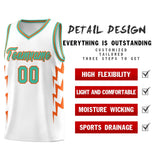 Custom White Side Lightning Pattern Sports Uniform Basketball Jersey