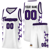 Custom White Side Lightning Pattern Sports Uniform Basketball Jersey