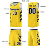 Custom Gold Side Lightning Pattern Sports Uniform Basketball Jersey
