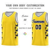Custom Gold Side Lightning Pattern Sports Uniform Basketball Jersey