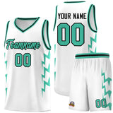 Custom White Side Lightning Pattern Sports Uniform Basketball Jersey