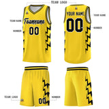 Custom Gold Side Lightning Pattern Sports Uniform Basketball Jersey