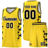 Custom Gold Side Lightning Pattern Sports Uniform Basketball Jersey