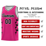 Custom Pink Side Lightning Pattern Sports Uniform Basketball Jersey