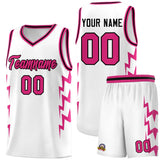 Custom White Side Lightning Pattern Sports Uniform Basketball Jersey