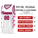 Custom White Side Lightning Pattern Sports Uniform Basketball Jersey