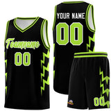 Custom Black Side Lightning Pattern Sports Uniform Basketball Jersey