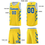 Custom Gold Side Lightning Pattern Sports Uniform Basketball Jersey