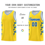 Custom Gold Side Lightning Pattern Sports Uniform Basketball Jersey