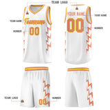 Custom White Side Lightning Pattern Sports Uniform Basketball Jersey