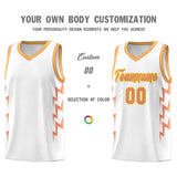 Custom White Side Lightning Pattern Sports Uniform Basketball Jersey