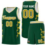 Custom Hunter Green Side Lightning Pattern Sports Uniform Basketball Jersey