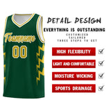 Custom Hunter Green Side Lightning Pattern Sports Uniform Basketball Jersey