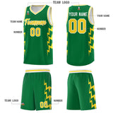 Custom Kelly Green Side Lightning Pattern Sports Uniform Basketball Jersey