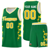 Custom Kelly Green Side Lightning Pattern Sports Uniform Basketball Jersey