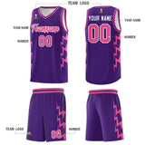 Custom Purple Side Lightning Pattern Sports Uniform Basketball Jersey