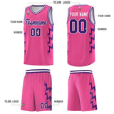 Custom Pink Side Lightning Pattern Sports Uniform Basketball Jersey