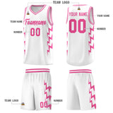 Custom White Side Lightning Pattern Sports Uniform Basketball Jersey
