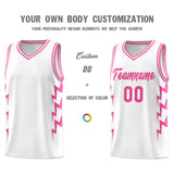 Custom White Side Lightning Pattern Sports Uniform Basketball Jersey