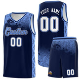 Custom Navy Personalized Cloud Pattern Sports Sets Uniform Basketball Jersey