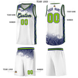 Custom White Personalized Cloud Pattern Sports Sets Uniform Basketball Jersey