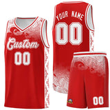 Custom Red Personalized Cloud Pattern Sports Sets Uniform Basketball Jersey